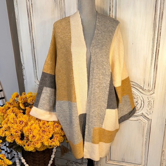 Topshop Sweaters - Topshop Oversized Colorblock Open Front Cardigan